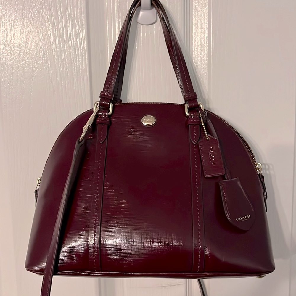 Coach Peyton Red Sherry Domed Satchel Bag